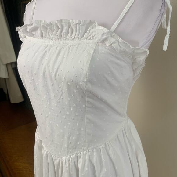 And Now This Size S Cotton Swiss Dot Corset Ruffled Sleeveless Midi Dress White - Picture 9 of 14